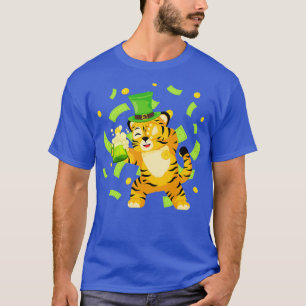 Dabbing Tiger Drinking Beer Funny Tiger Happy Patr T-Shirt