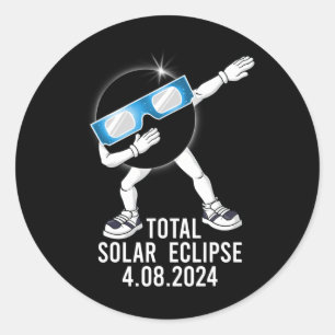Dabbing Total Solar Eclipse 04.08.2024 Fun Dab Boy Classic Round Sticker
