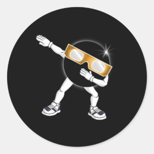 Dabbing Total Solar Eclipse 2024 Fun Dab Boys Girl Classic Round Sticker