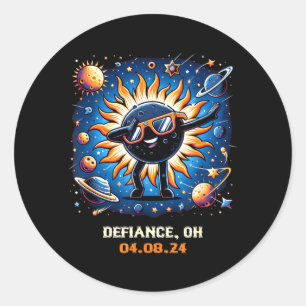 Dabbing Total Solar Eclipse DeFuture Husband Ohio Classic Round Sticker