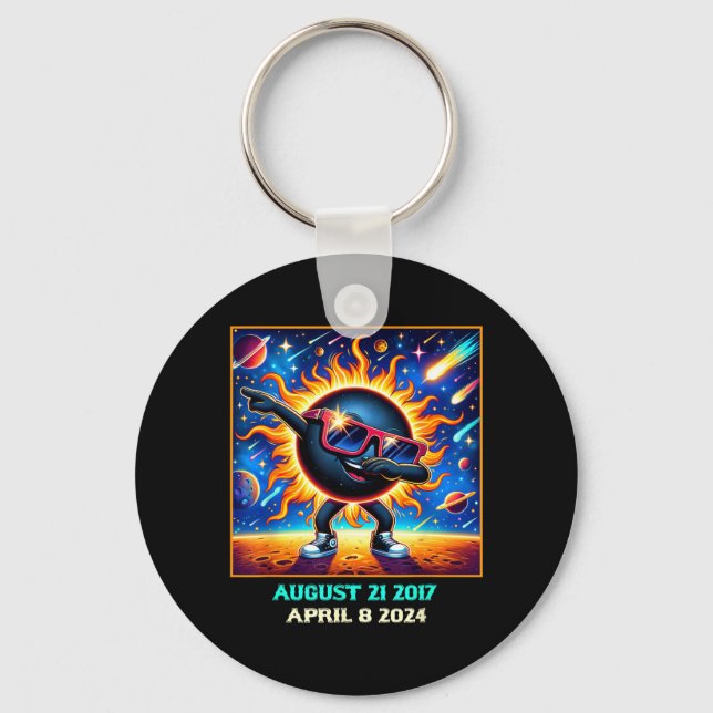 Dabbing Total Solar Eclipse Twice In A Lifetime Key Ring (Front)