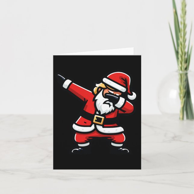 Dabbing Trump Santa Ugly Christmas Sweater  Card (Front)