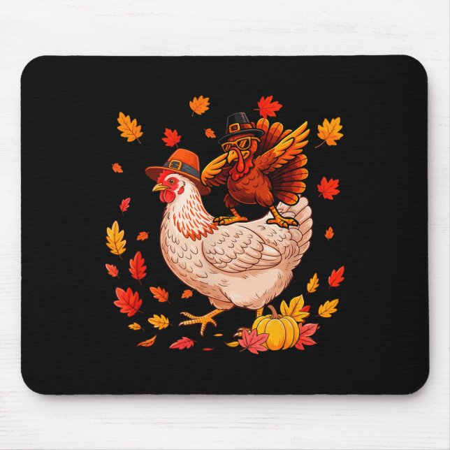 Dabbing Turkey On Chicken Thanksgiving Autumn Lgri Mouse Pad (Front)