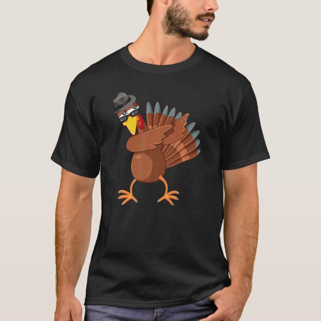 Dabbing Turkey  Thanksgiving Boys Kids Men Turkey  T-Shirt (Front)