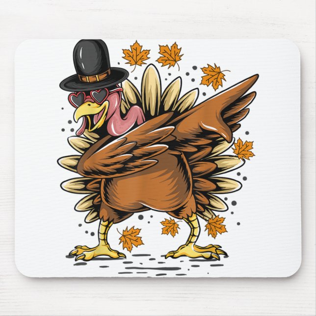 Dabbing Turkey Thanksgiving Dancing Mouse Pad (Front)