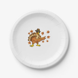 Dabbing Turkey Thanksgiving Day Gifts Pilgrim Boys Paper Plate