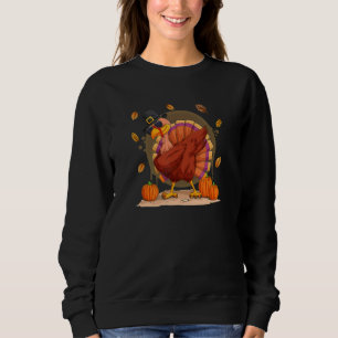 Dabbing Turkey Thanksgiving Day Pilgrim Boys Girls Sweatshirt
