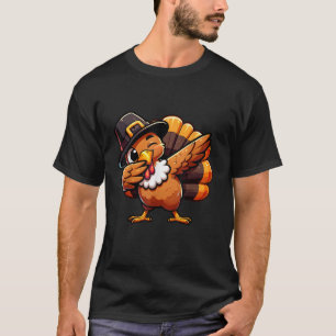 Dabbing Turkey Thanksgiving Day Pilgrim Boys Girls T-Shirt