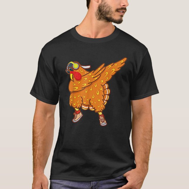 Dabbing Turkey Thanksgiving Day Pilgrim Boys Girls T-Shirt (Front)