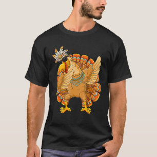 Dabbing Turkey Thanksgiving Day Pilgrim Boys Girls T-Shirt