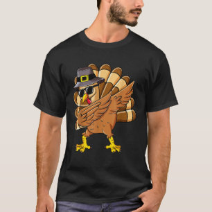 Dabbing Turkey Thanksgiving Day Pilgrim Boys Men F T-Shirt