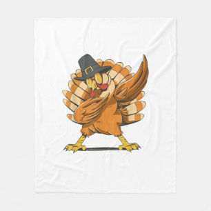 Dabbing Turkey Thanksgiving Day Pilgrim Funny Dab  Fleece Blanket