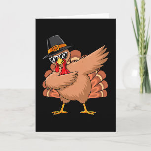Dabbing Turkey Thanksgiving Pilgrim Turkey Costume Card