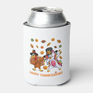 dabbing Turkey Unicorn Thanksgiving For Girls Pilg Can Cooler