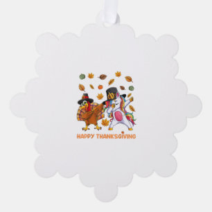 dabbing Turkey Unicorn Thanksgiving For Girls Pilg Tree Decoration Card