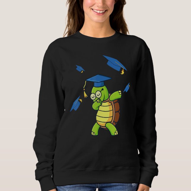 Dabbing Turtle Graduation Student Graduated Sweatshirt (Front)