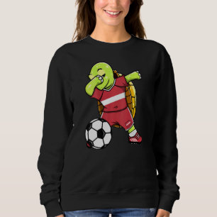 Dabbing Turtle Latvia Soccer Fans Jersey Latvian F Sweatshirt