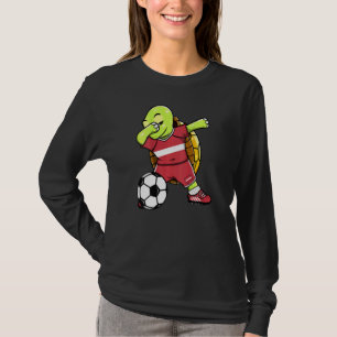 Dabbing Turtle Latvia Soccer Fans Jersey Latvian F T-Shirt