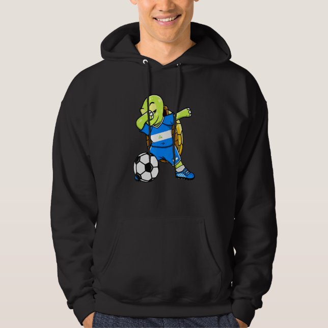 Dabbing Turtle Nicaragua Soccer Fans Jersey Flag F Hoodie (Front)