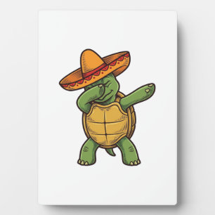 Dabbing Turtle Sombrero Vintage Vector Design_1 Plaque