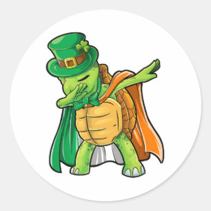 Dabbing Turtle St Patricks Day Boys Leprechaun Classic Round Sticker