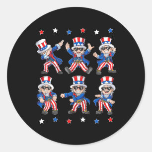 Dabbing Uncle Sam 4th Of July Boys Girls Kids Danc Classic Round Sticker