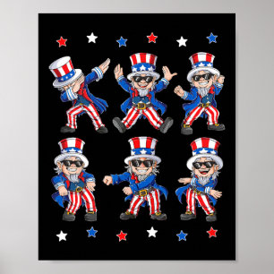 Dabbing Uncle Sam 4th Of July Boys Girls Kids Danc Poster