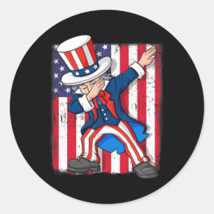 Dabbing Uncle Sam 4th Of July Dab Boys Girls Kids Classic Round Sticker
