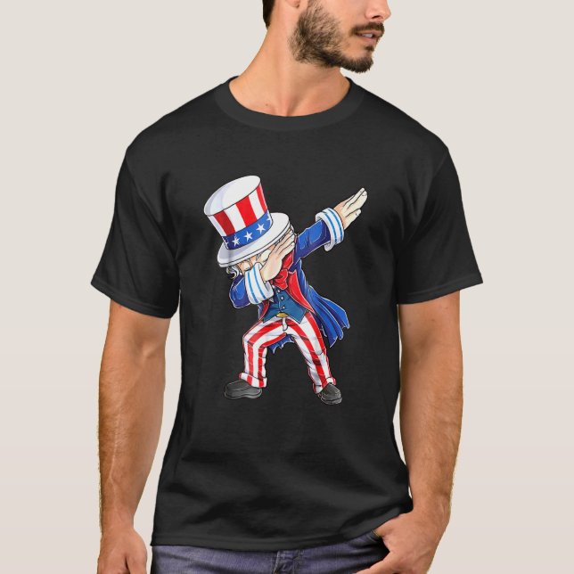 Dabbing Uncle Sam 4th Of July Kids Boys Girl T-Shirt (Front)