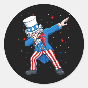Dabbing Uncle Sam 4th of July Kids Boys Men  Classic Round Sticker