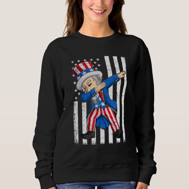Dabbing Uncle Sam  4th of July Men Kids Boys Sweatshirt (Front)