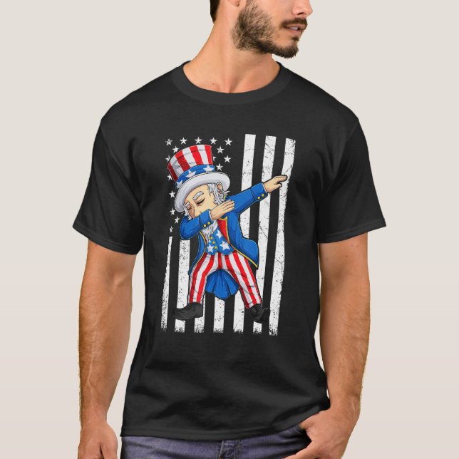 Dabbing Uncle Sam  4th of July Men Kids Boys T-Shirt (Front)