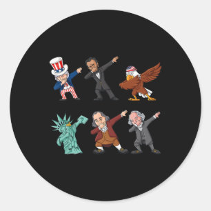 Dabbing Uncle Sam And Friends 4th Of July Boys Gir Classic Round Sticker