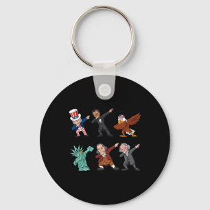 Dabbing Uncle Sam And Friends 4th Of July Boys Gir Key Ring