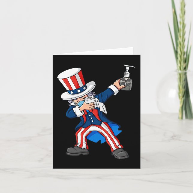 Dabbing Uncle Sam In A Mask 4th Of July Dab Fun Bo Card (Front)