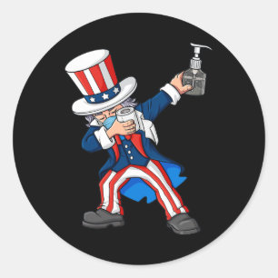 Dabbing Uncle Sam In A Mask 4th Of July Dab Fun Bo Classic Round Sticker
