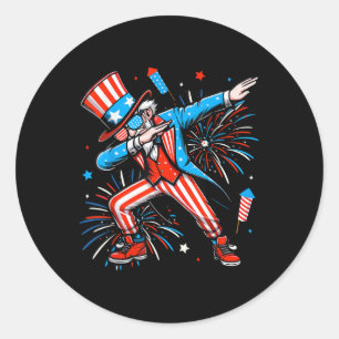 Dabbing Uncle Sam Independence Day American Flag 4 Classic Round Sticker