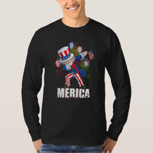 Dabbing Uncle Sam Merica 4th of July America Flag T-Shirt