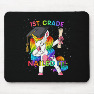 Dabbing Unicorn 1st Grade Nailed It Graduation Gir Mouse Pad