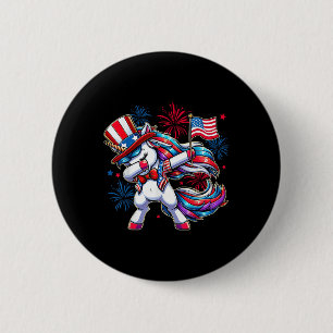Dabbing Unicorn 4th Of July Fireworks American Fla 6 Cm Round Badge
