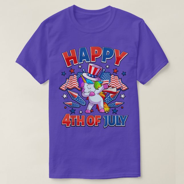 Dabbing Unicorn 4th Of July Girls Women American U T-Shirt (Design Front)