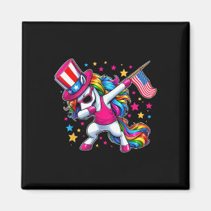 Dabbing Unicorn 4th Of July Uncle Sam Girls Americ Magnet