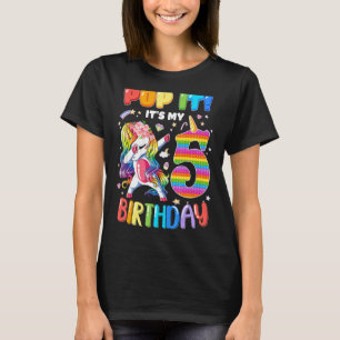 Dabbing Unicorn 5 Years Old 5th Birthday Pop It Fi T-Shirt