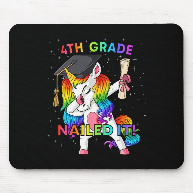 Dabbing Unicorn 5th Grade Nailed It Graduation Gir Mouse Pad (Front)