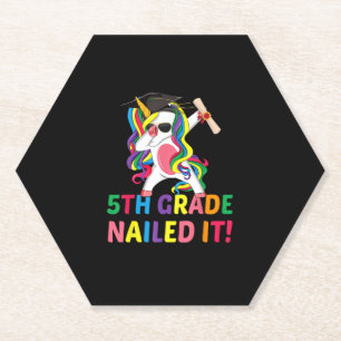 Dabbing Unicorn 5th Grade Tshirt Girls Boys Gradua Paper Coaster