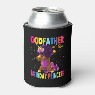 Dabbing Unicorn Afro Godfather of the Birthday Pri Can Cooler
