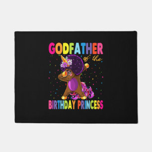 Dabbing Unicorn Afro Godfather of the Birthday Pri Doormat