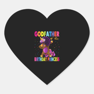 Dabbing Unicorn Afro Godfather of the Birthday Pri Heart Sticker