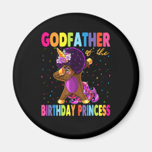 Dabbing Unicorn Afro Godfather of the Birthday Pri Magnet