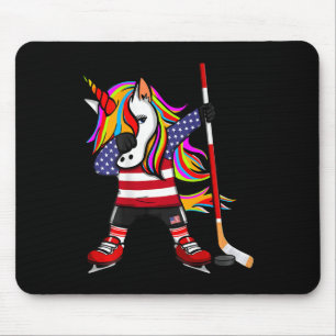 Dabbing Unicorn America Ice Hockey Lovers Jersey U Mouse Pad